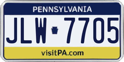 PA license plate JLW7705
