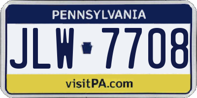 PA license plate JLW7708