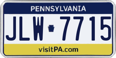 PA license plate JLW7715