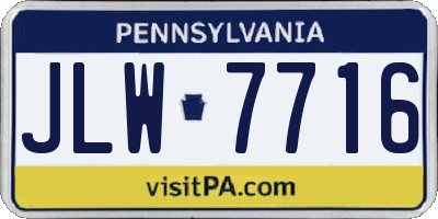 PA license plate JLW7716