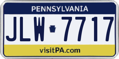 PA license plate JLW7717