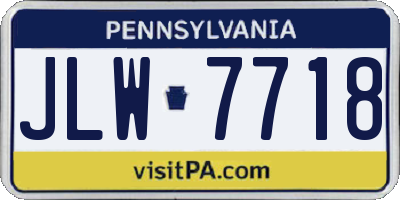 PA license plate JLW7718
