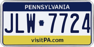 PA license plate JLW7724