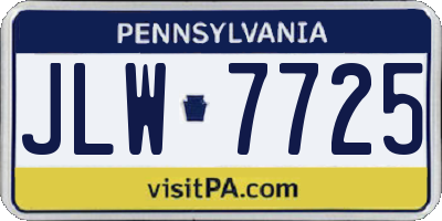 PA license plate JLW7725