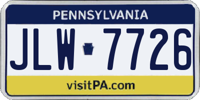 PA license plate JLW7726