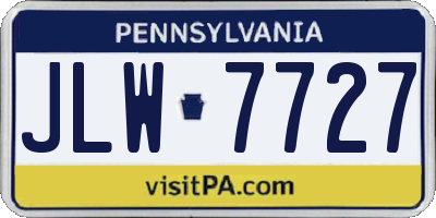PA license plate JLW7727