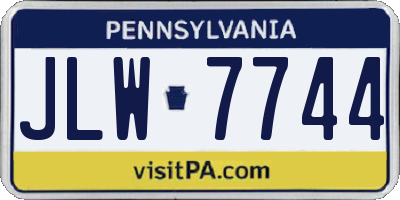 PA license plate JLW7744
