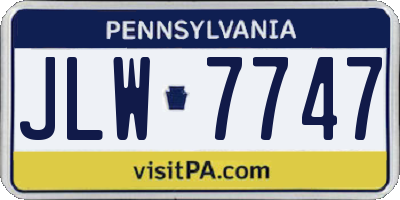 PA license plate JLW7747