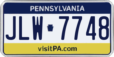 PA license plate JLW7748