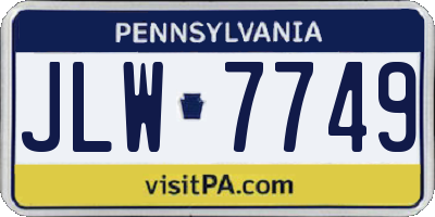 PA license plate JLW7749