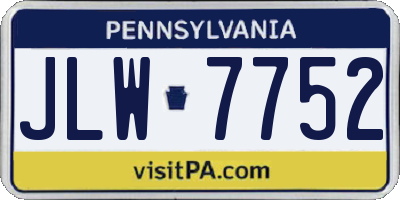 PA license plate JLW7752