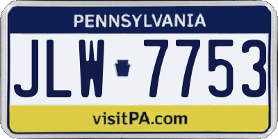PA license plate JLW7753