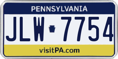 PA license plate JLW7754