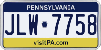 PA license plate JLW7758