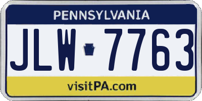 PA license plate JLW7763