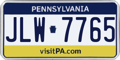 PA license plate JLW7765