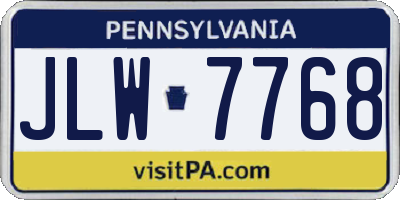 PA license plate JLW7768