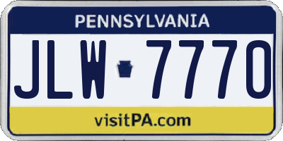 PA license plate JLW7770
