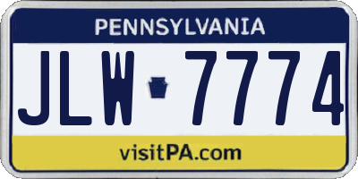 PA license plate JLW7774