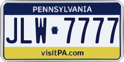 PA license plate JLW7777