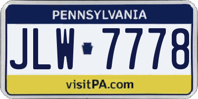 PA license plate JLW7778
