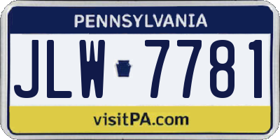 PA license plate JLW7781