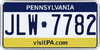 PA license plate JLW7782
