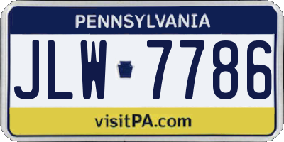 PA license plate JLW7786
