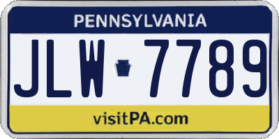 PA license plate JLW7789