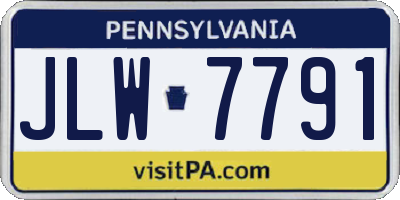 PA license plate JLW7791