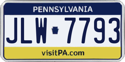 PA license plate JLW7793