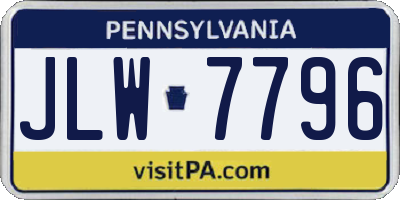 PA license plate JLW7796