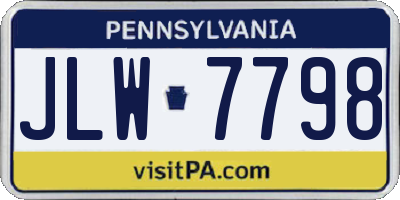 PA license plate JLW7798