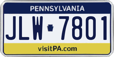 PA license plate JLW7801