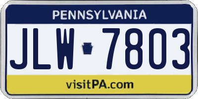 PA license plate JLW7803