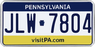 PA license plate JLW7804