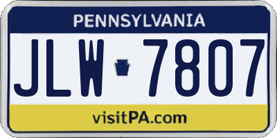 PA license plate JLW7807