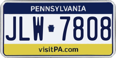 PA license plate JLW7808
