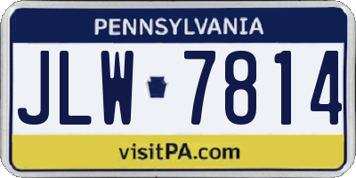 PA license plate JLW7814