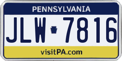 PA license plate JLW7816
