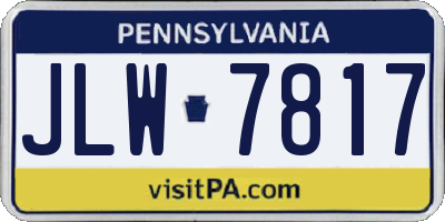 PA license plate JLW7817