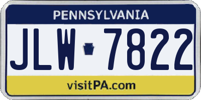 PA license plate JLW7822