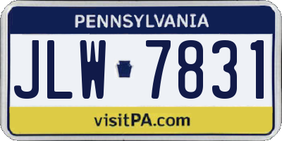 PA license plate JLW7831