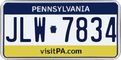 PA license plate JLW7834