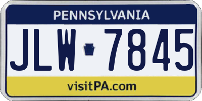 PA license plate JLW7845