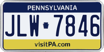 PA license plate JLW7846