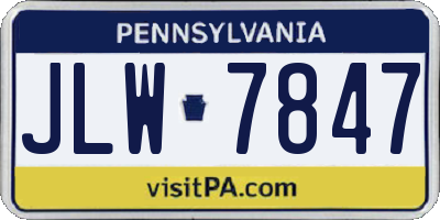 PA license plate JLW7847