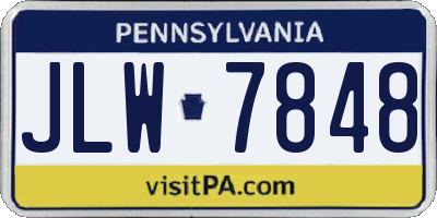 PA license plate JLW7848