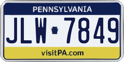 PA license plate JLW7849