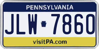 PA license plate JLW7860